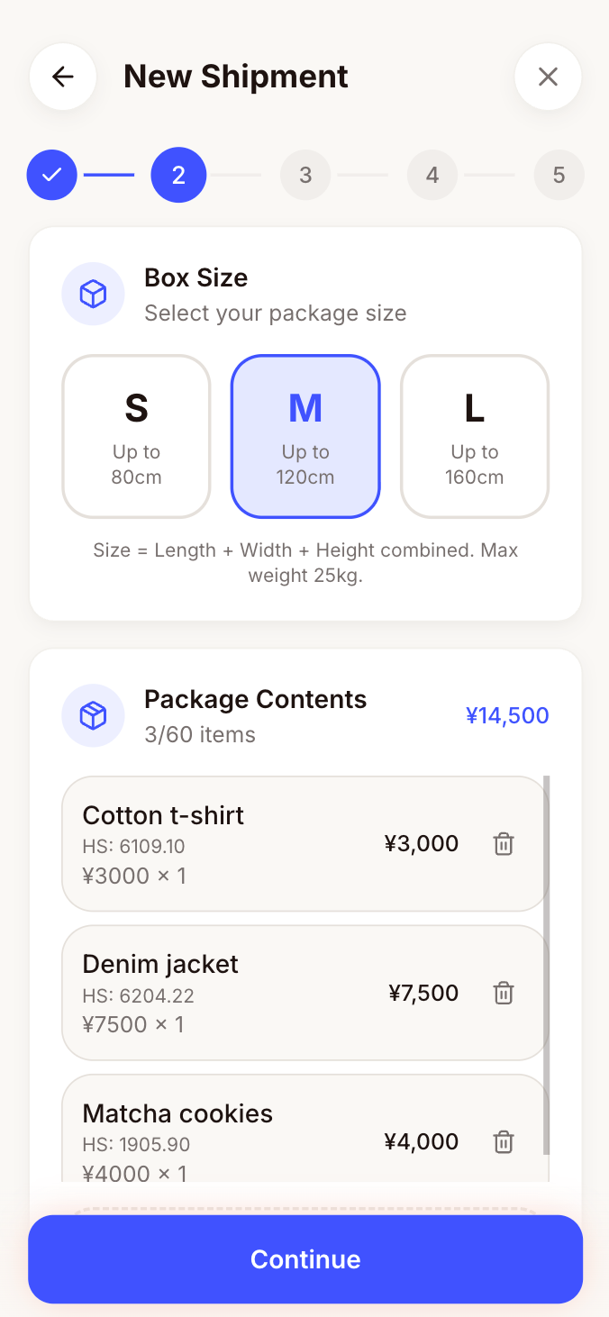 Enter details in the app
